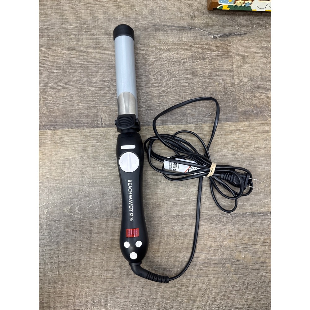 Beachwaver S1.25 Rotating Curling Iron 1.25 Inch Ceramic Barrel Black Silver